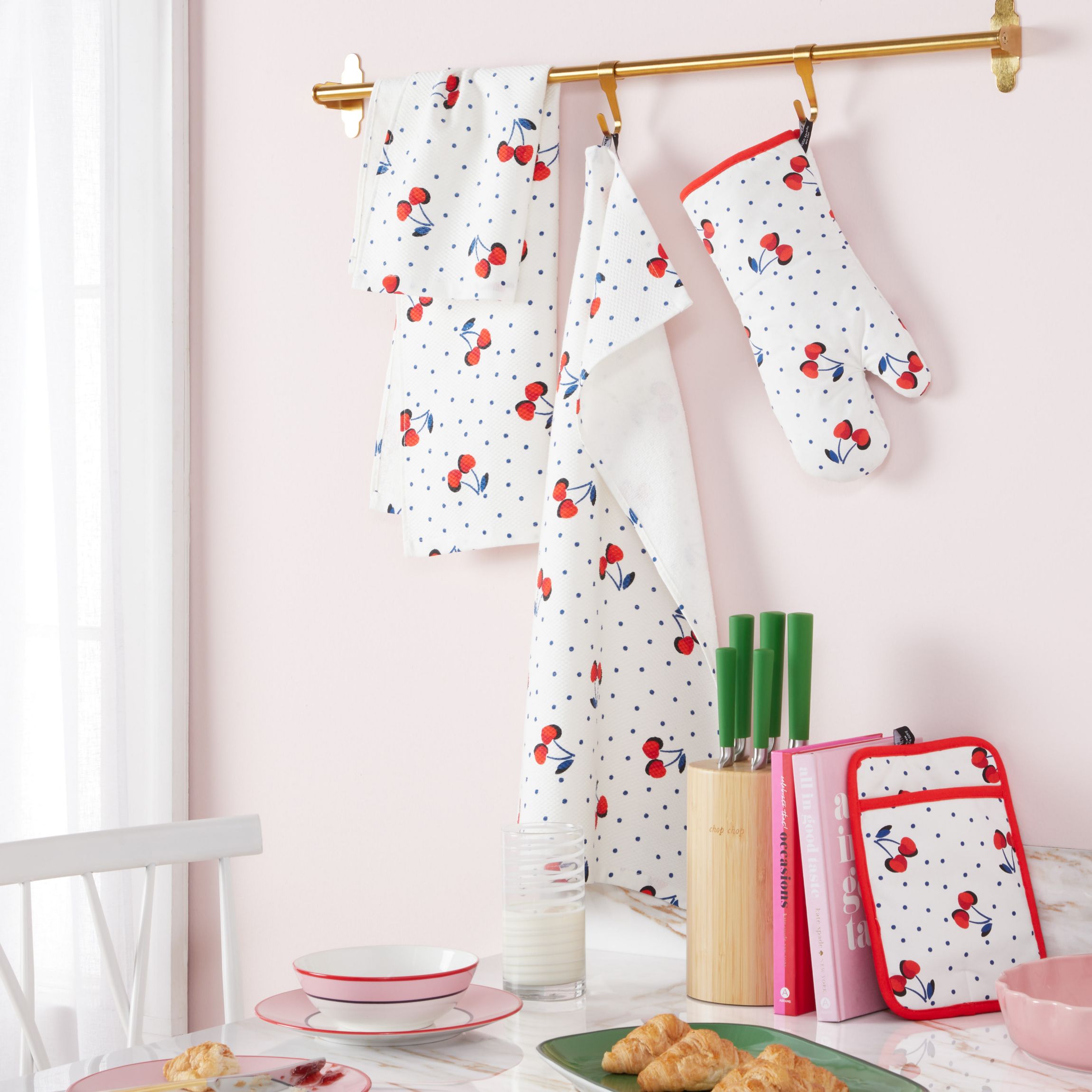 Cherry Dot Towel, Oven Mitt & Pot Holder Set