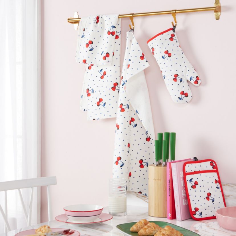Cherry Dot Towel, Oven Mitt & Pot Holder Set