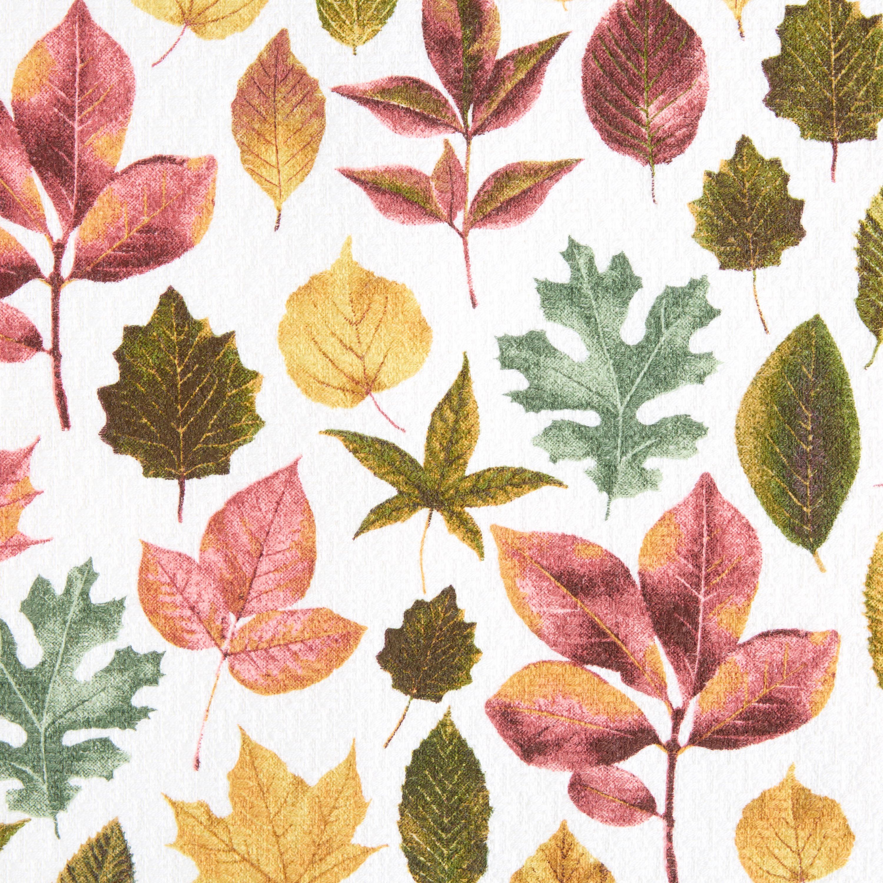 Autumn Harvest Falling Leaves Kitchen Towel Set Tan/Red/Green