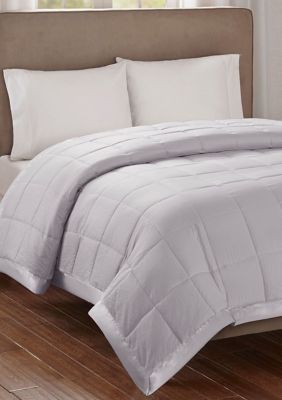 Madison Park Cambria Premium Oversized Hypoallergenic Down Alternative Blanket with 3M Scotchgard, Grey, Full/Queen