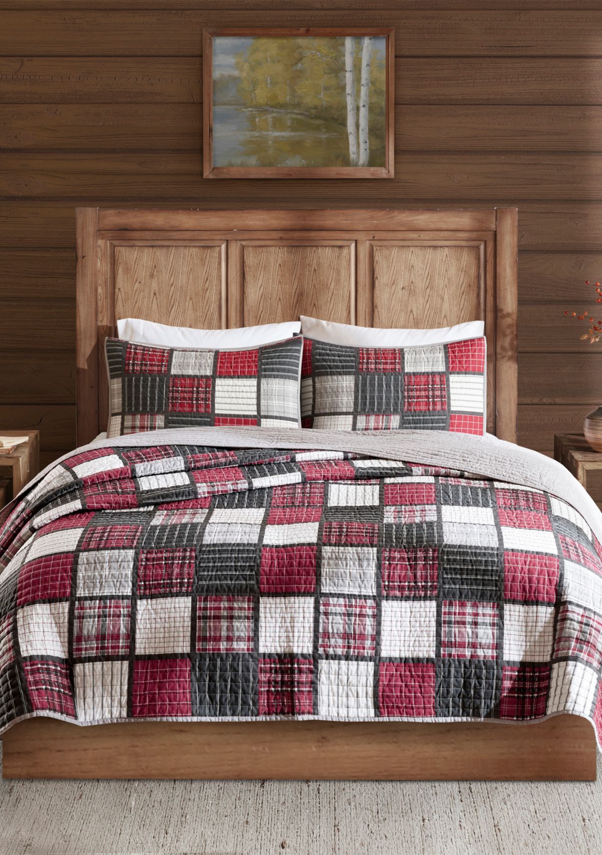 Tulsa Oversized Plaid Print Cotton Quilt Set