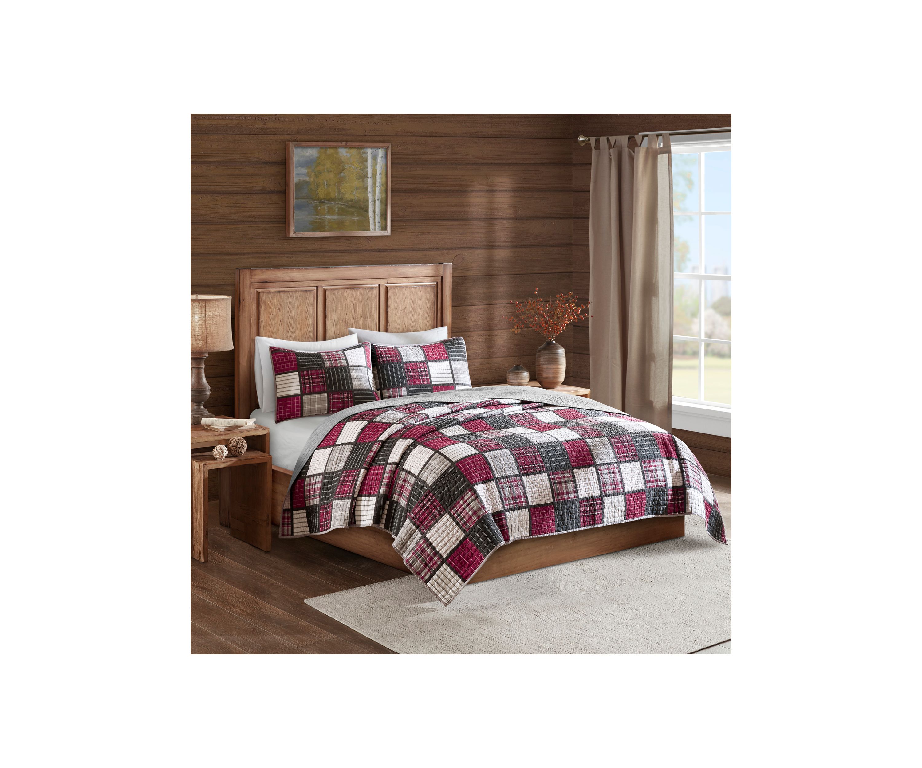 Tulsa Oversized Plaid Print Cotton Quilt Set