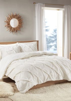 True North by Sleep Philosophy Addison King Ivory Pintuck Sherpa Down Alternative Comforter Set