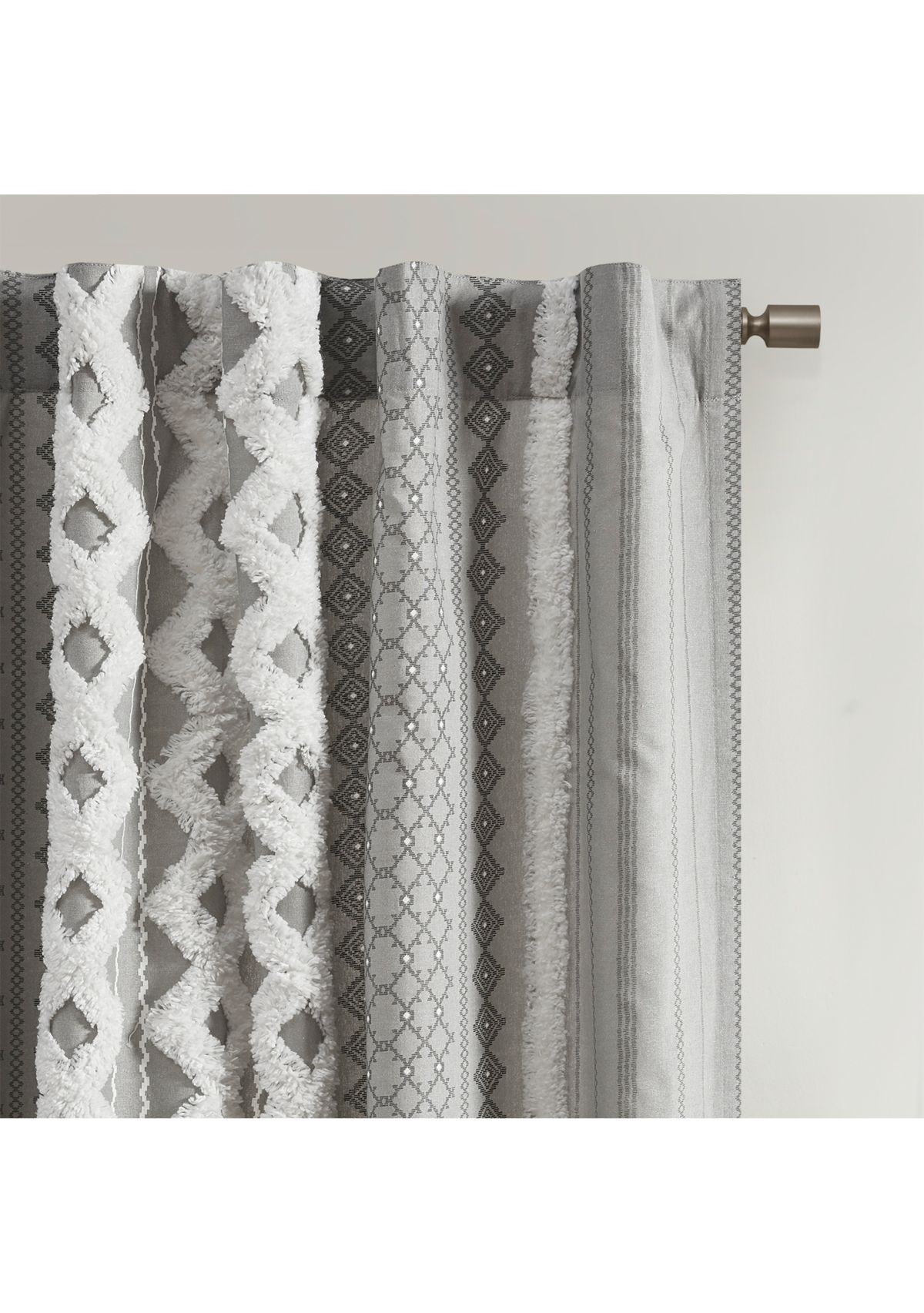 Imani Cotton Printed Window Panel with Chenille Stripe and Lining