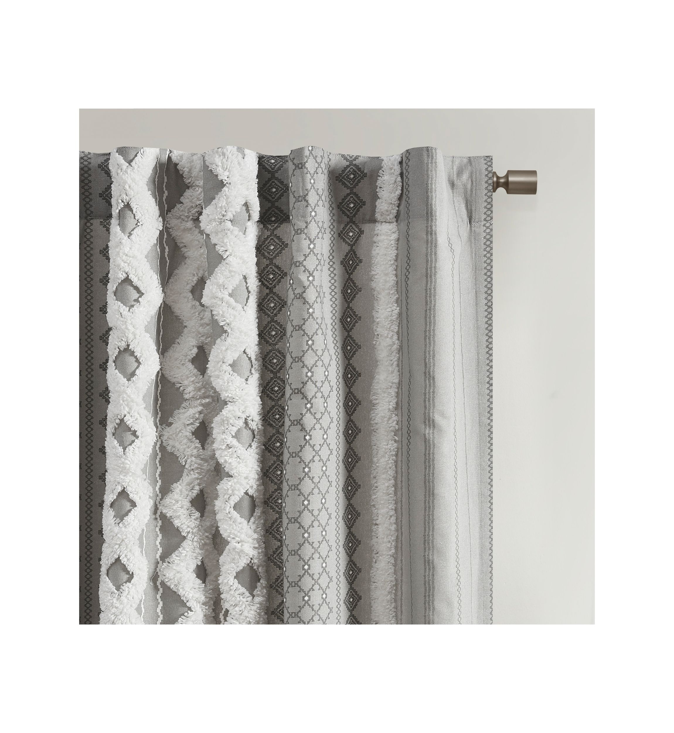 Imani Cotton Printed Window Panel with Chenille Stripe and Lining