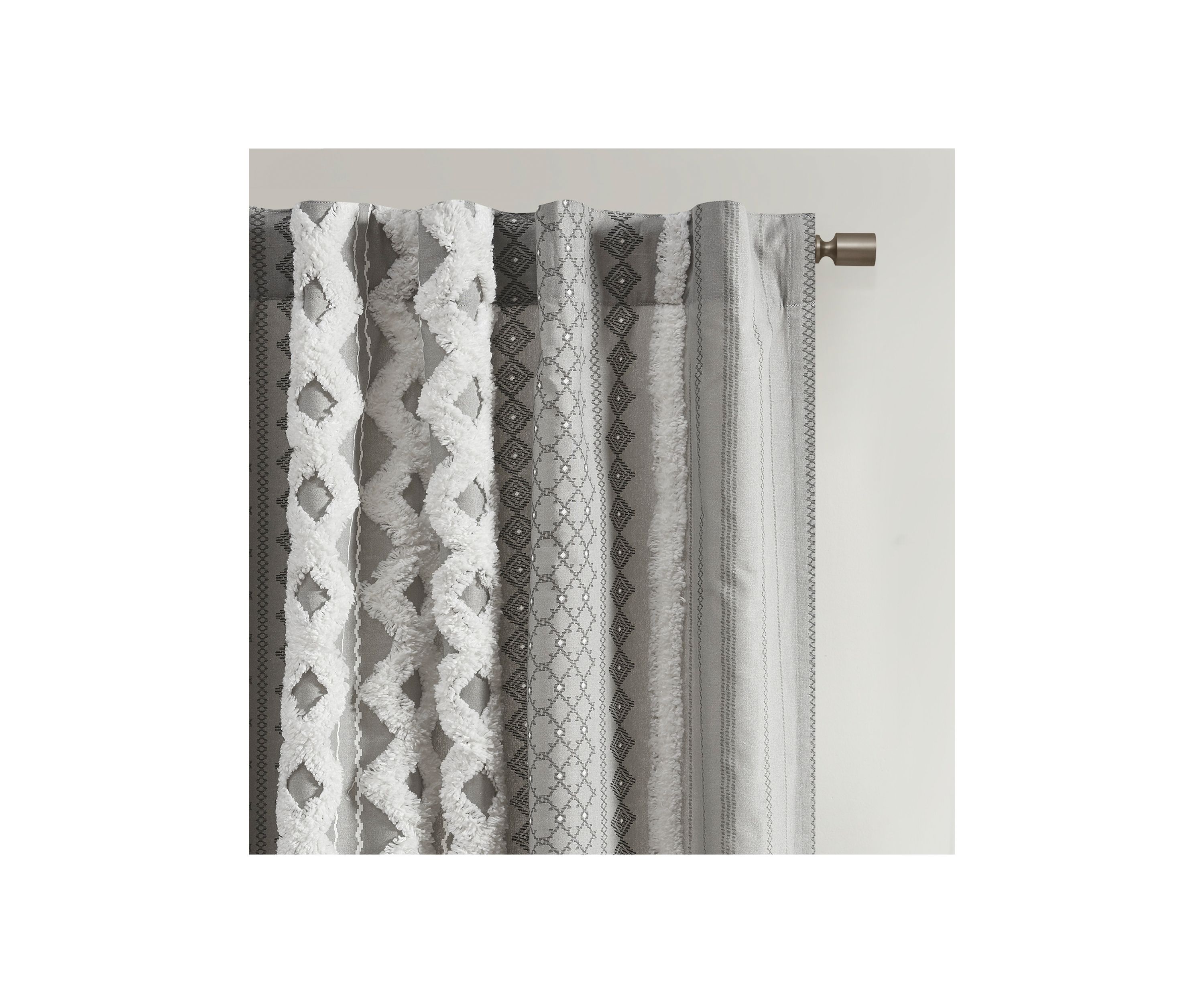 Imani Cotton Printed Window Panel with Chenille Stripe and Lining