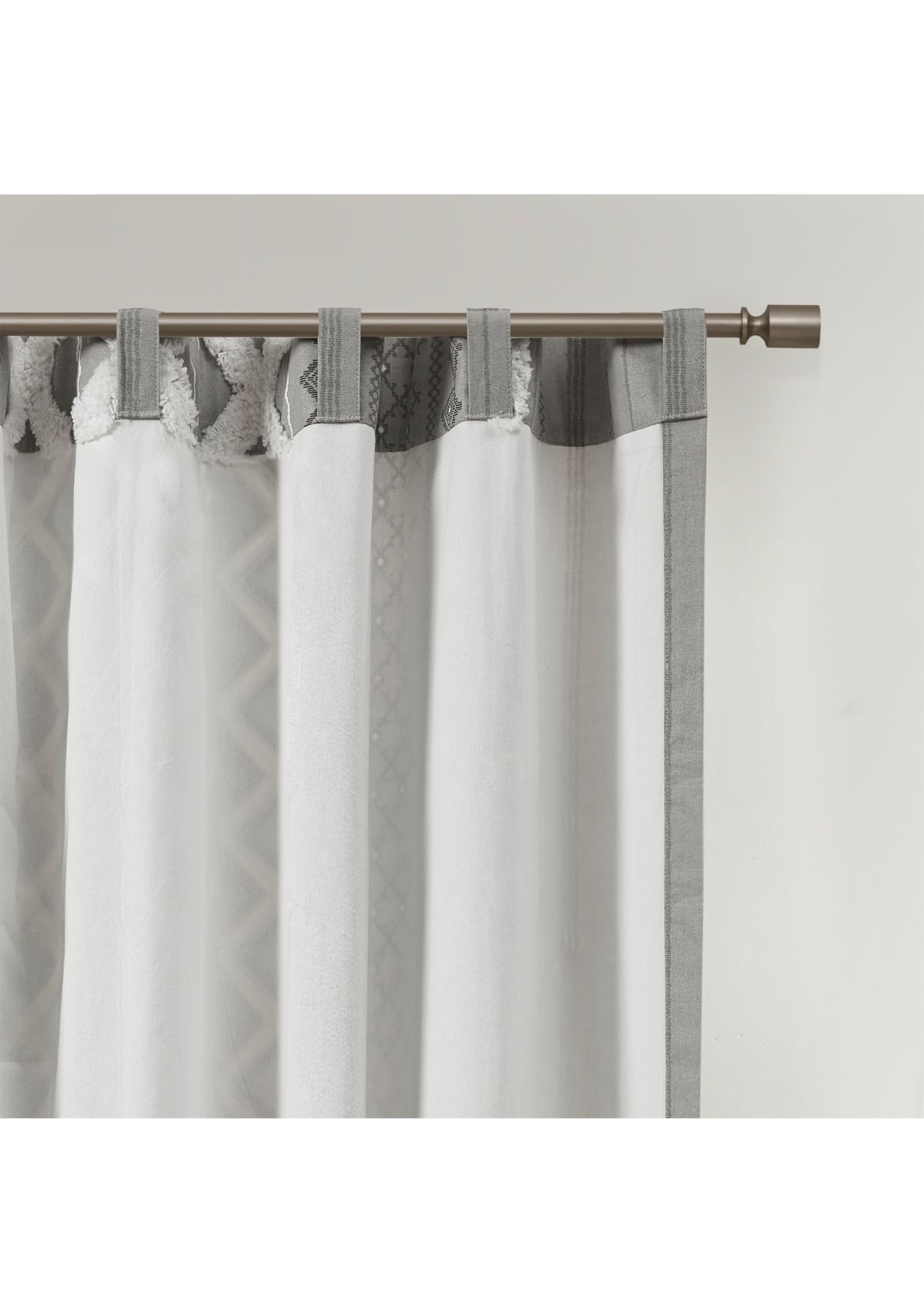 Imani Cotton Printed Window Panel with Chenille Stripe and Lining