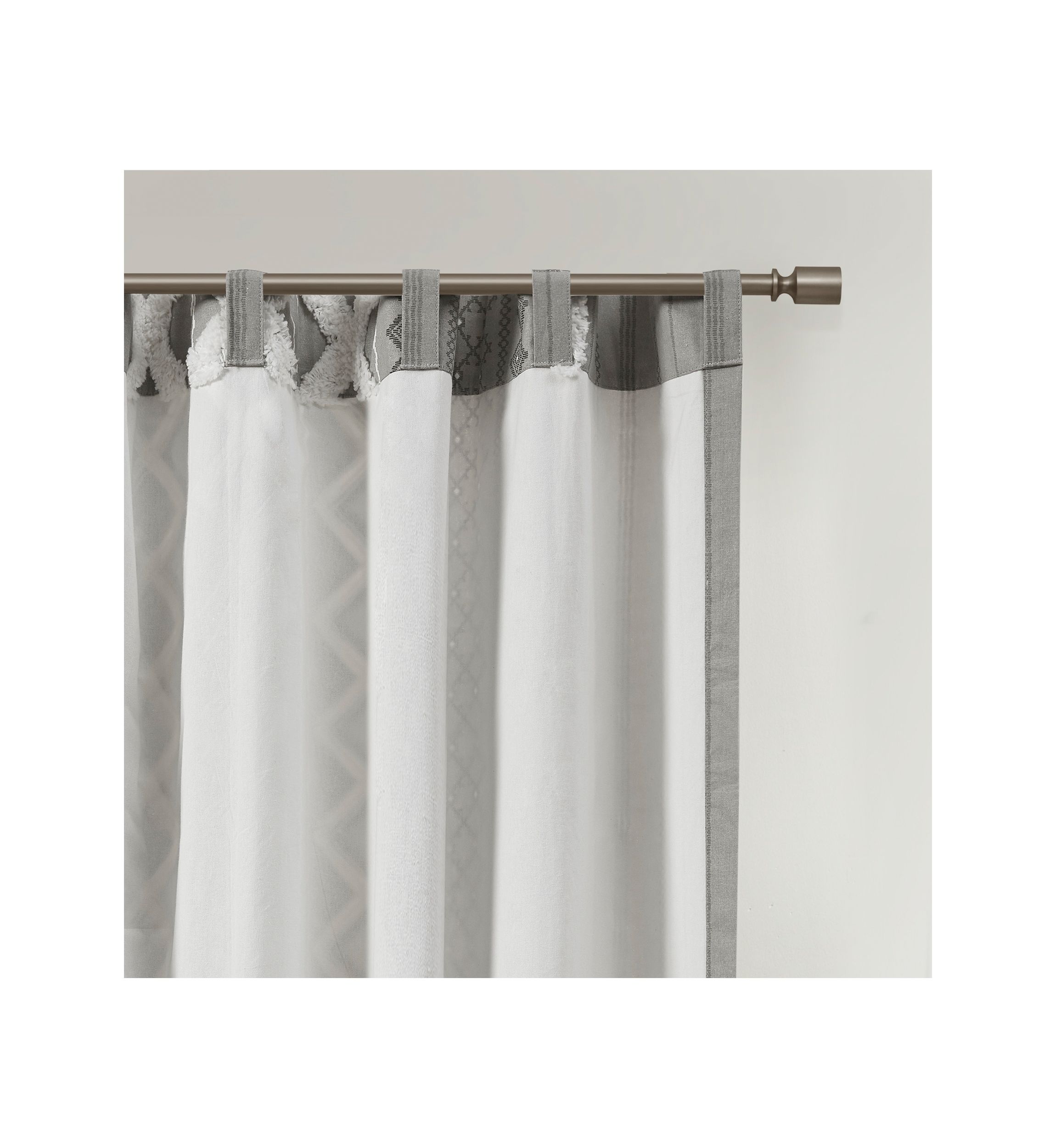 Imani Cotton Printed Window Panel with Chenille Stripe and Lining