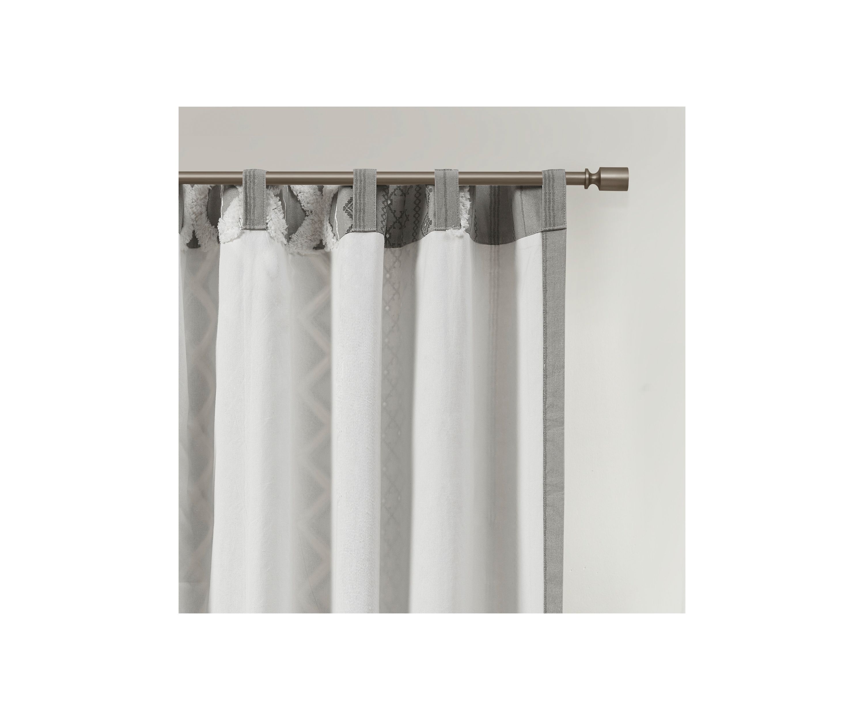 Imani Cotton Printed Window Panel with Chenille Stripe and Lining
