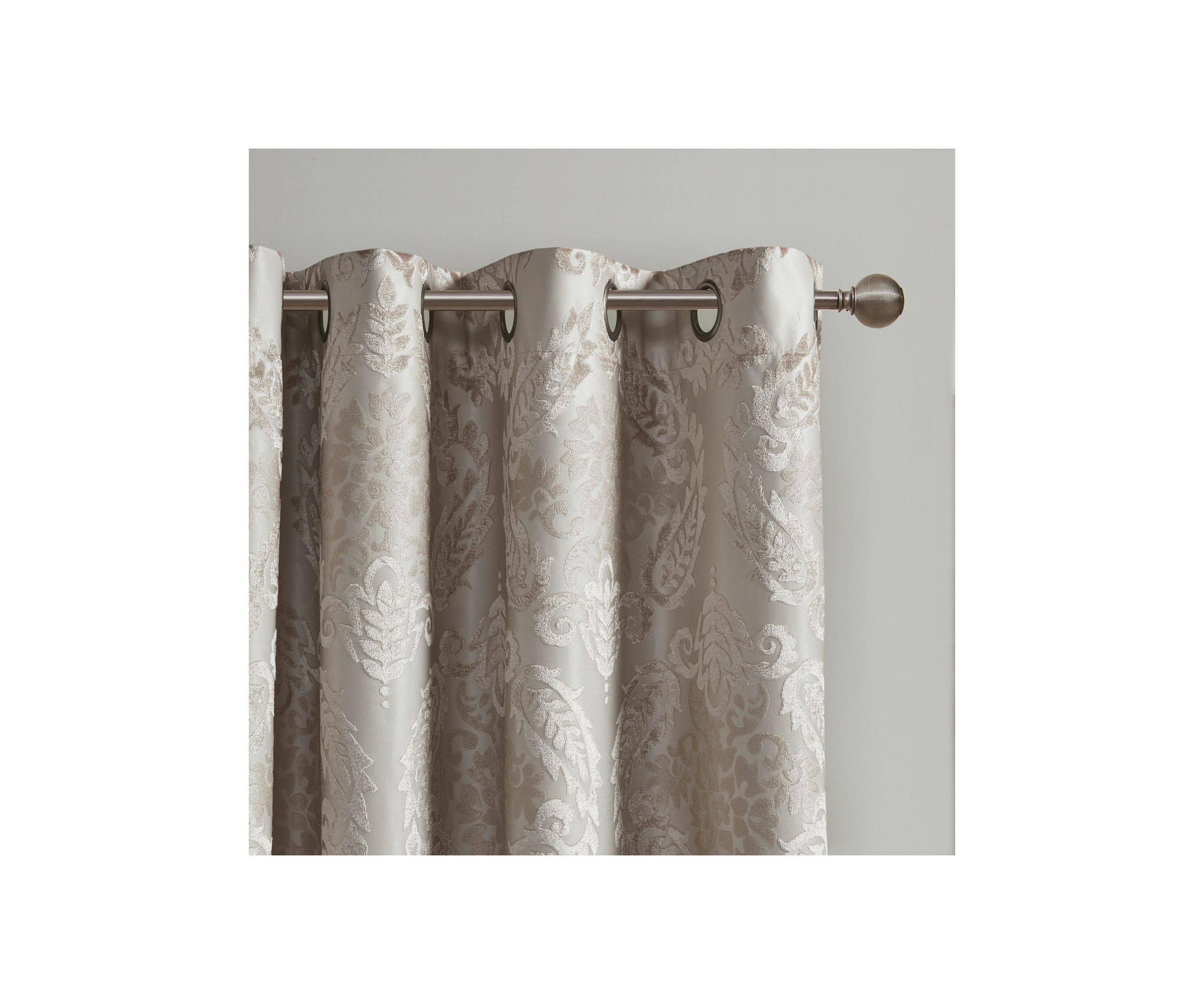 Amelia Knitted Jacquard Paisley Total Blackout Grommet Top Curtain Panel