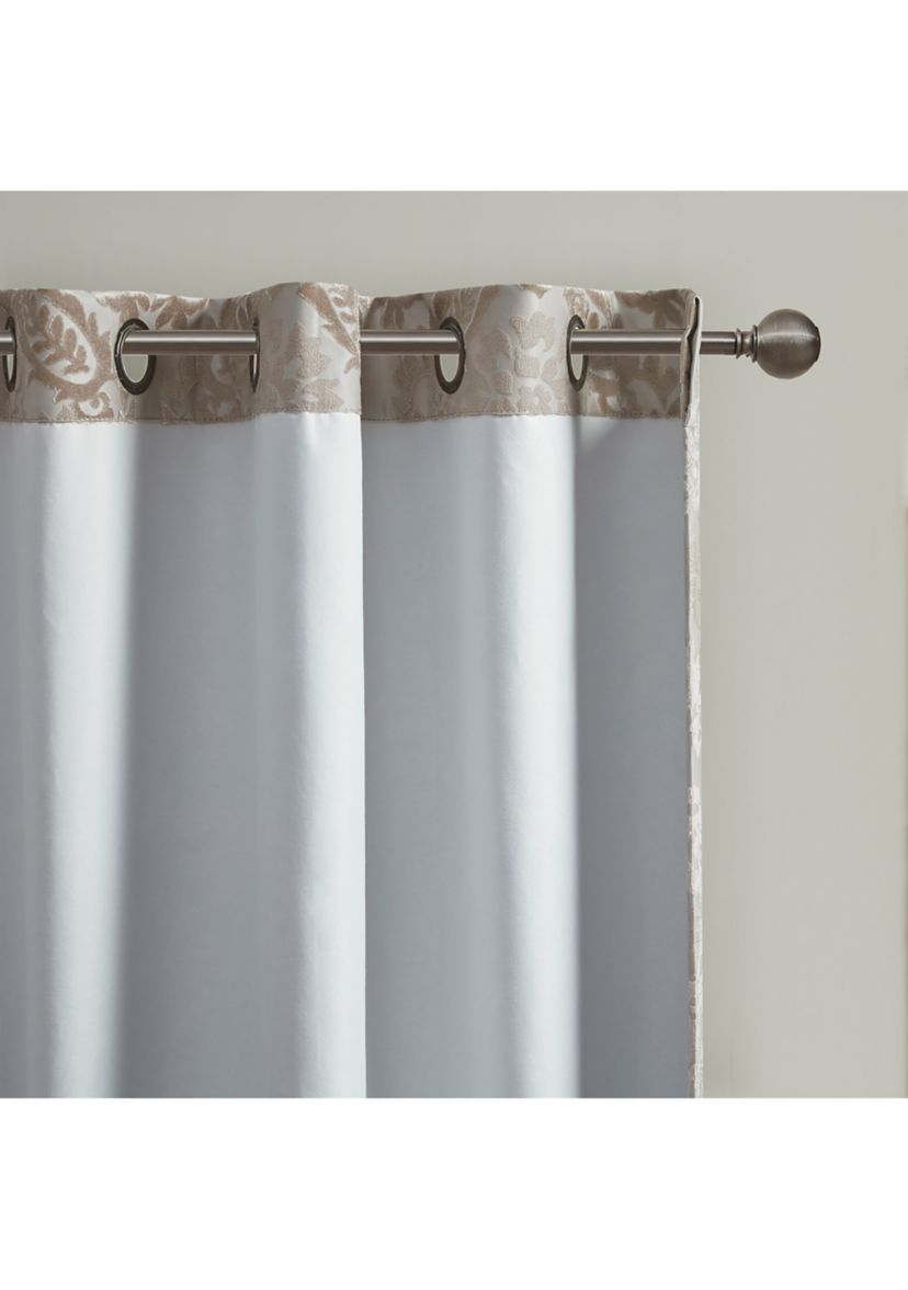 Amelia Knitted Jacquard Paisley Total Blackout Grommet Top Curtain Panel