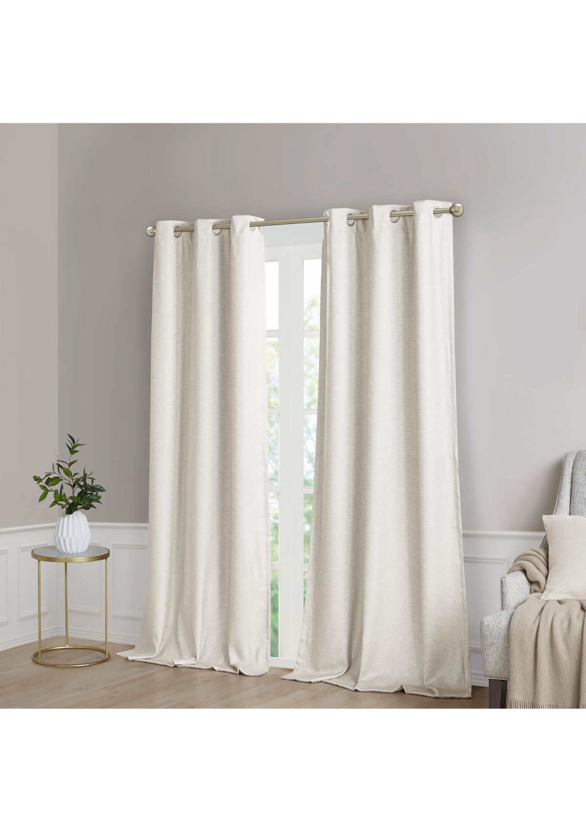 Como Tonal Printed Faux Silk Total Blackout Window Panel Pair