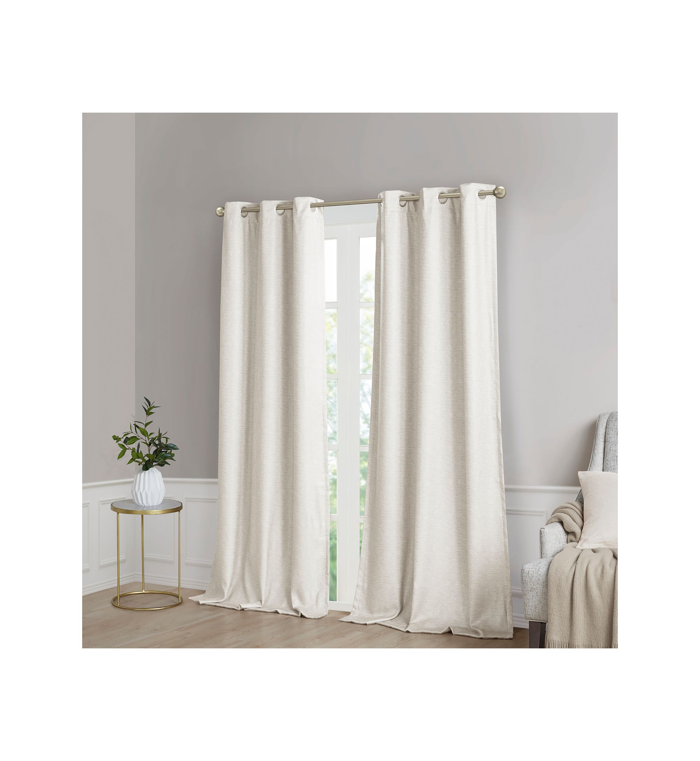 Como Tonal Printed Faux Silk Total Blackout Window Panel Pair