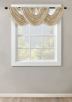 Cassius Marble Jacquard Rod Pocket Valance Embellished Trim