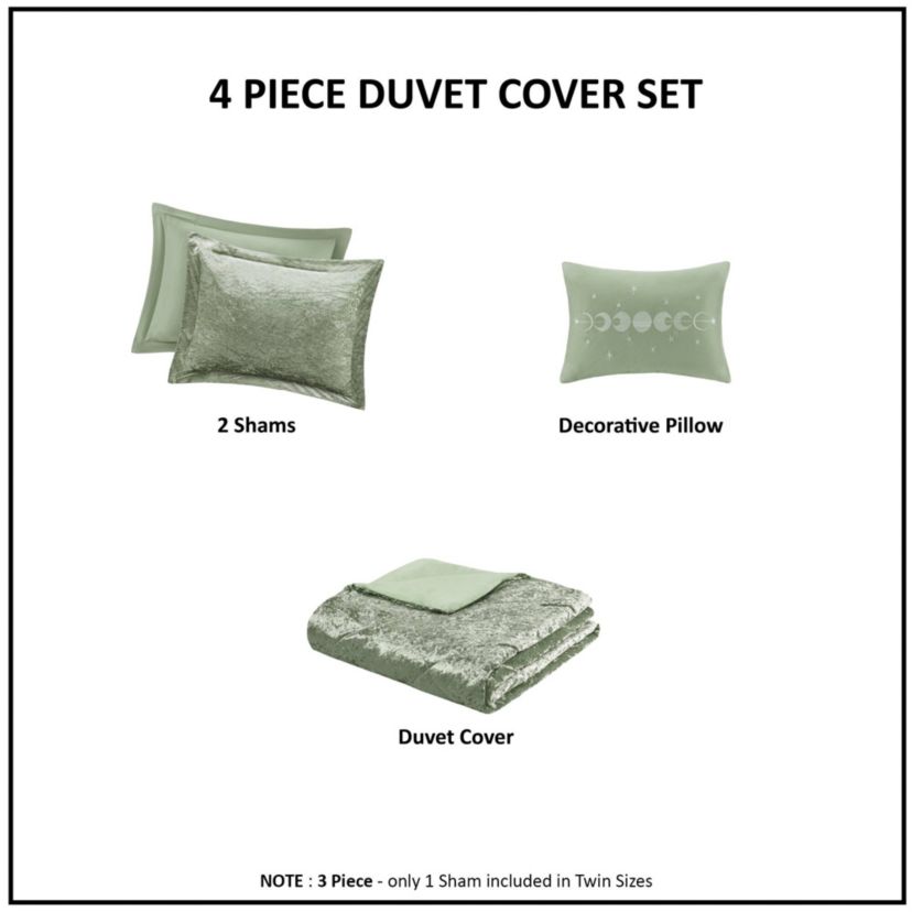 Felicia Velvet Duvet Cover Set with Throw Pillow