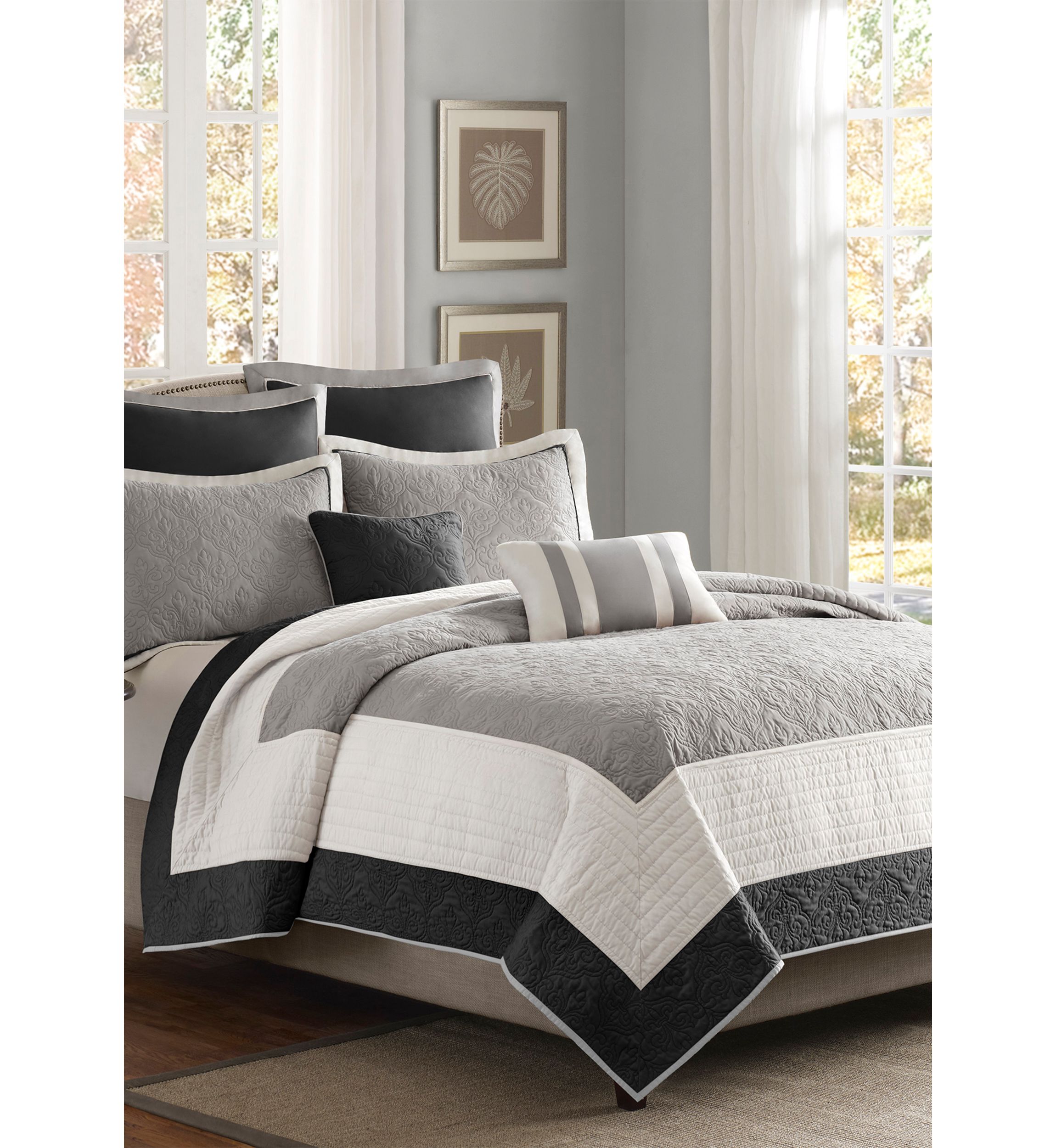 Attingham 7 Piece Black Coverlet Set