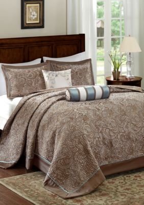 Aubrey 5 Piece Jacquard In Blue Bedspread Set Belk