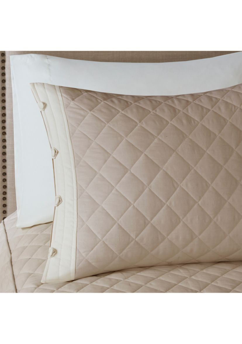 Breanna 4-Piece Tailored Bedspread Set Khaki