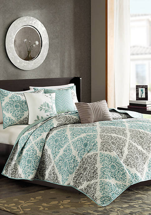 Madison Park Claire 6-Piece Quilted Coverlet Set