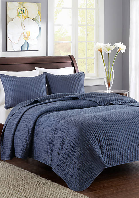 Details about   Madison Park Keaton 3 Piece Coverlet Brushed Microfiber Double Sided Channel Coz 