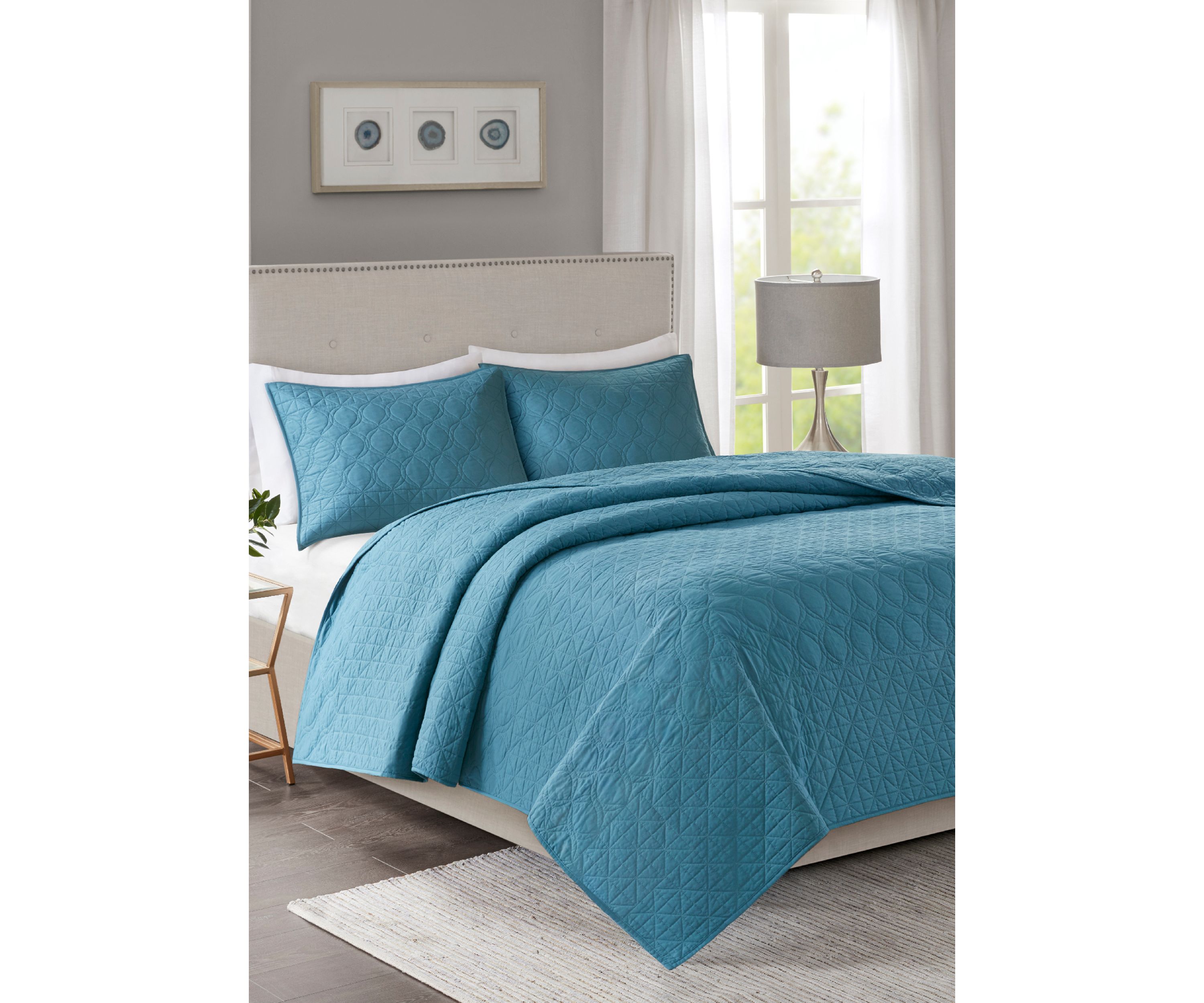 Linnette 3-Piece Teal Coverlet Set