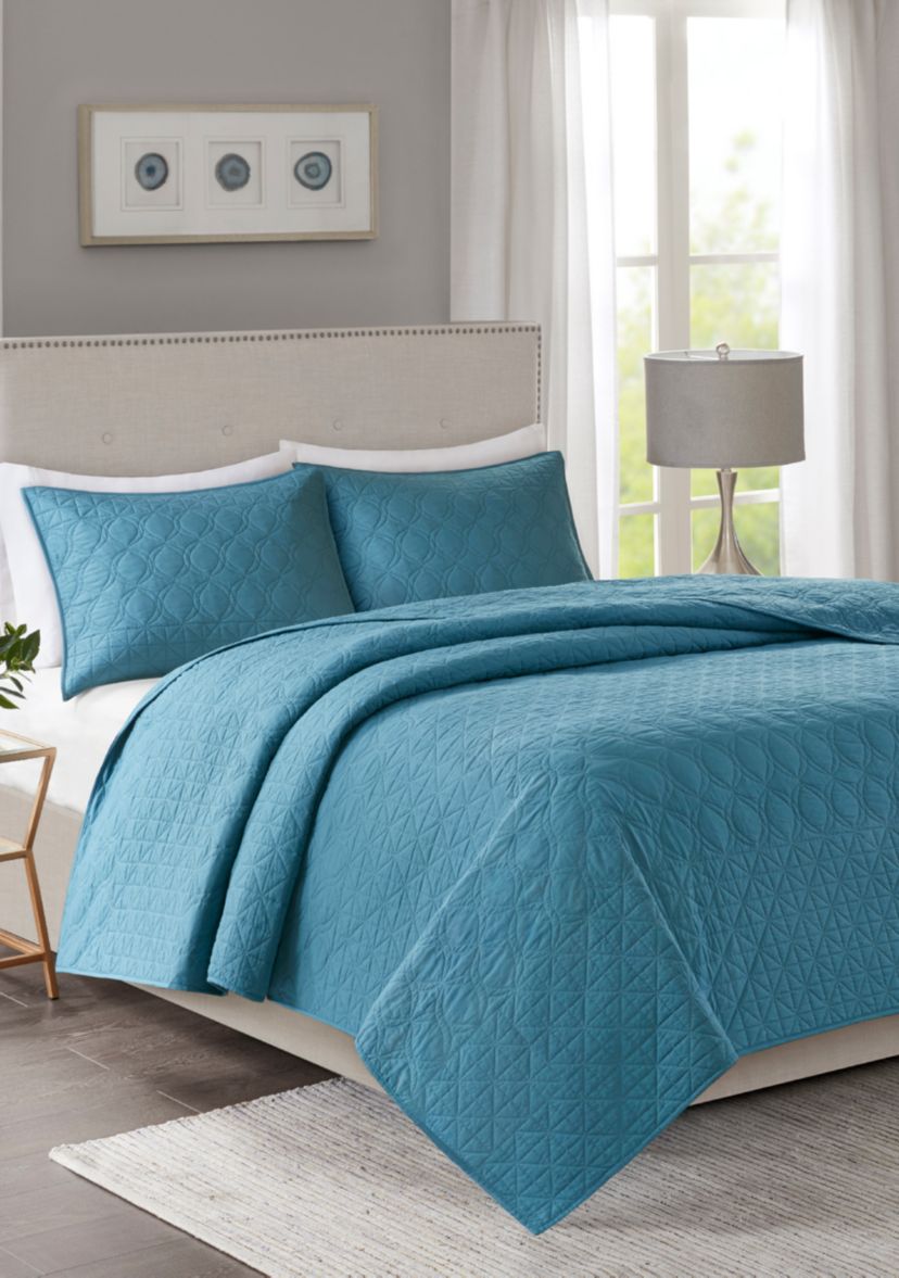 Linnette 3-Piece Teal Coverlet Set