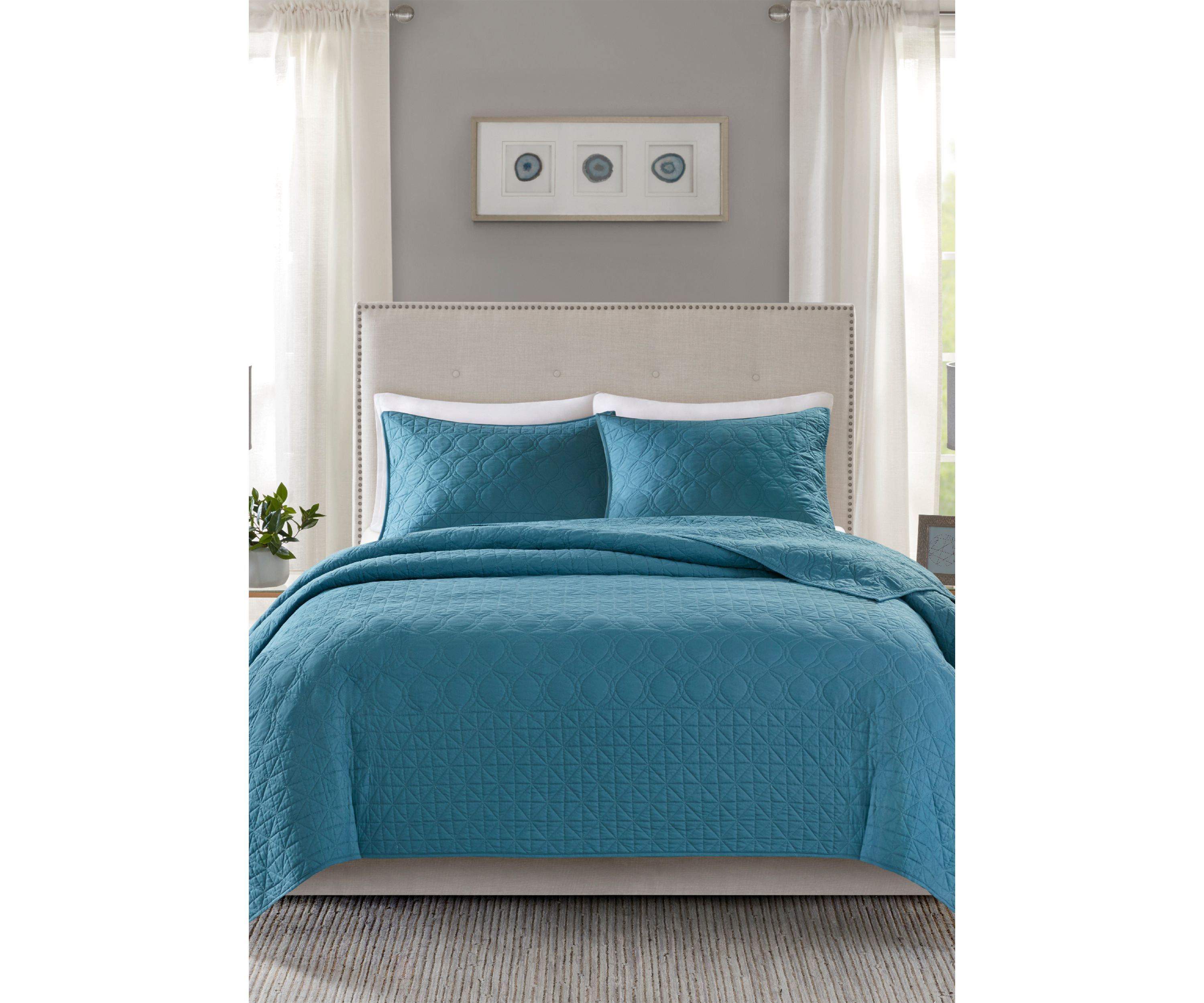 Linnette 3-Piece Teal Coverlet Set