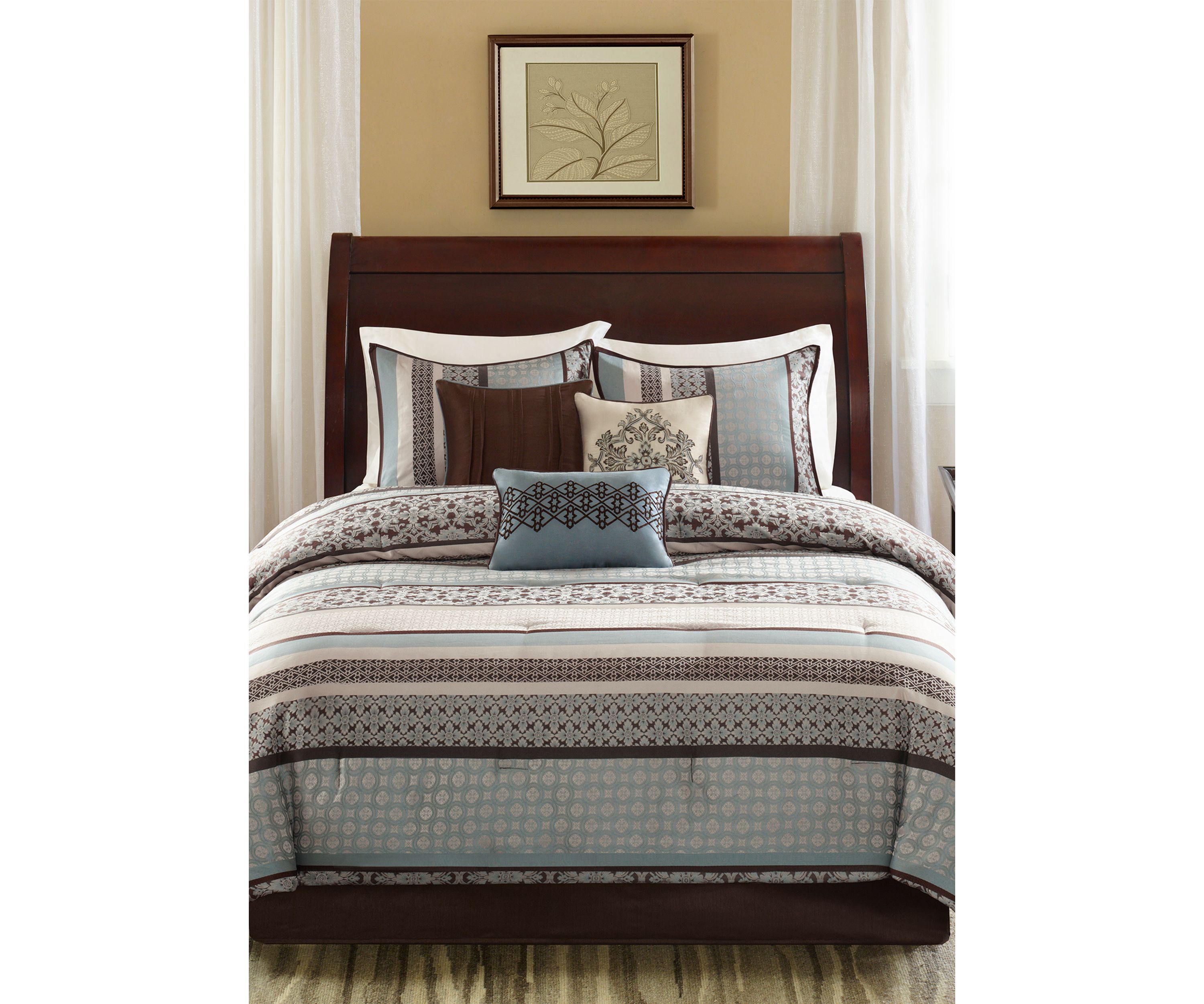 Princeton 5 Piece Jacquard Quilt Set with Throw Pillows