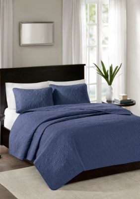 Madison Park Quebec Coverlet Navy Mini Set Belk