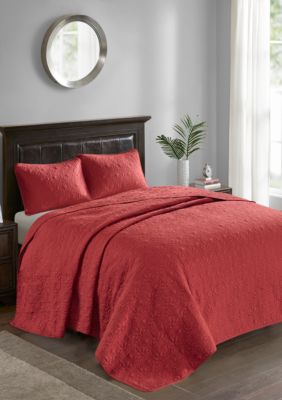 Madison Park Quebec 3 Piece Red Bedspread Set Belk