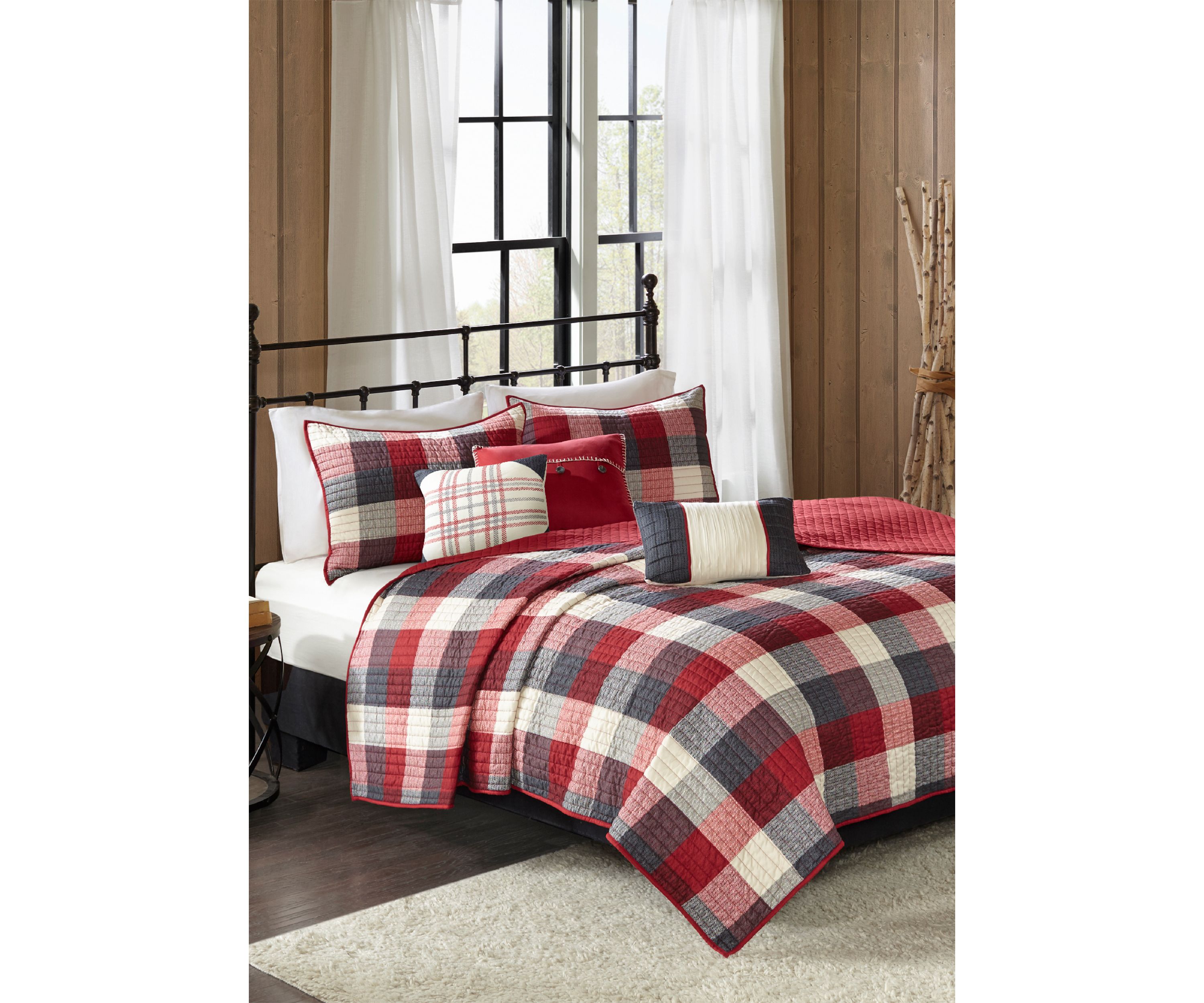Ridge 6-Piece Herringbone Red Coverlet Set