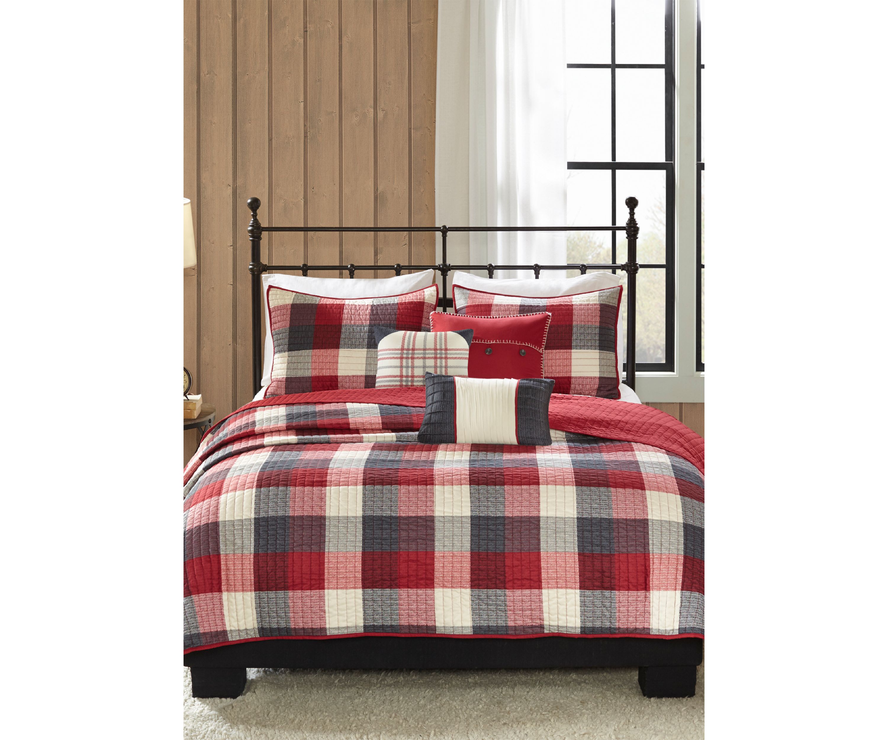 Ridge 6-Piece Herringbone Red Coverlet Set