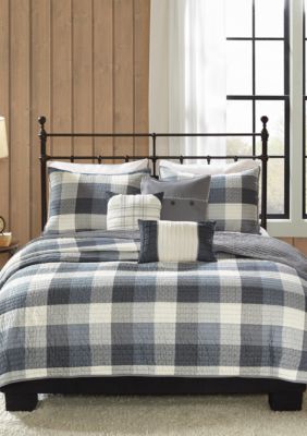 Ridge 6-Piece Herringbone Grey Coverlet Set