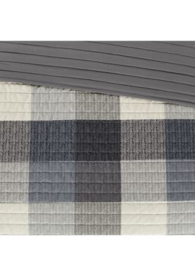 Ridge 6-Piece Herringbone Grey Coverlet Set