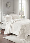 Sabrina 3-Piece Cotton Chenille White Bedspread Set