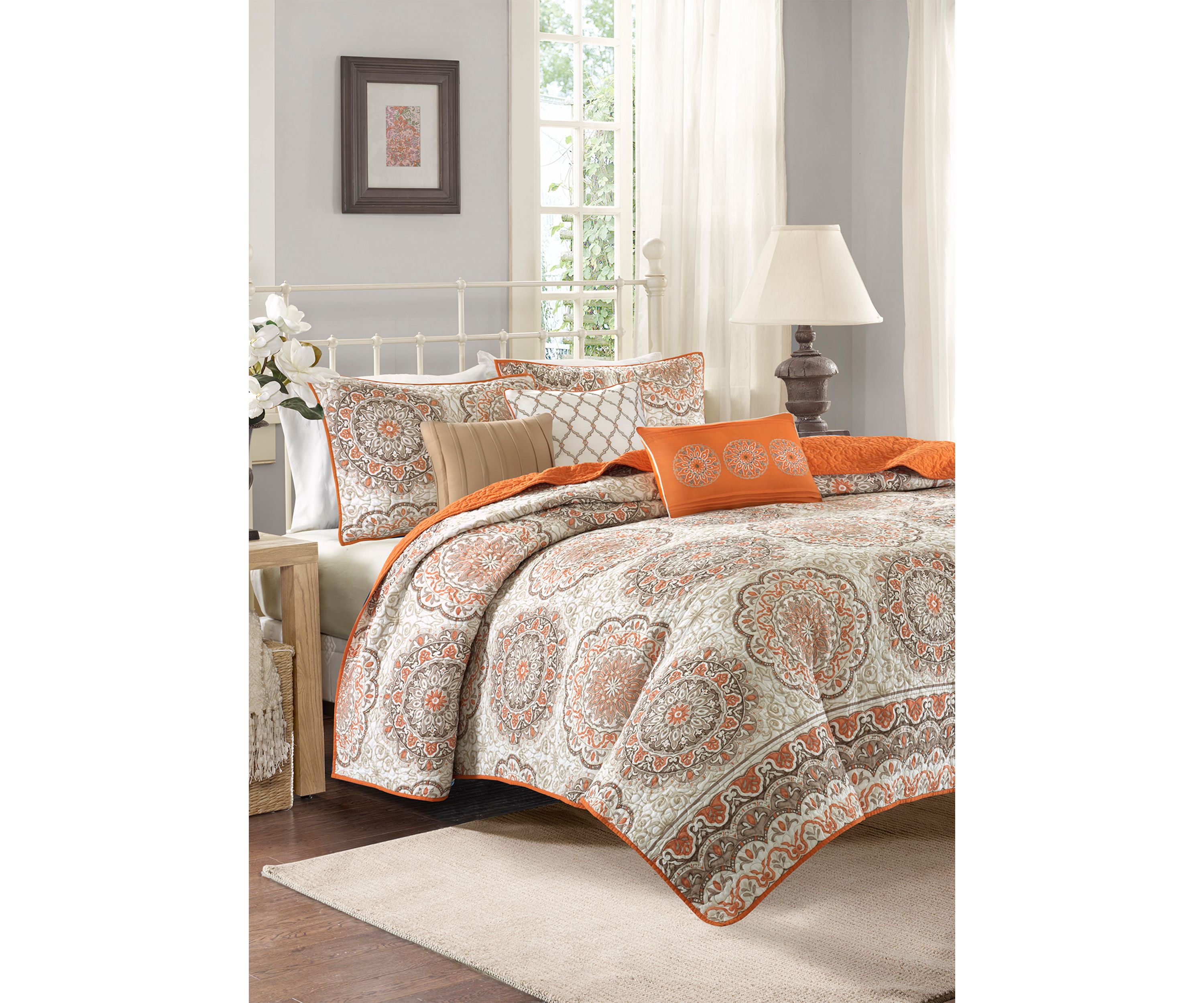 Tangiers 6-Piece Orange Coverlet Set