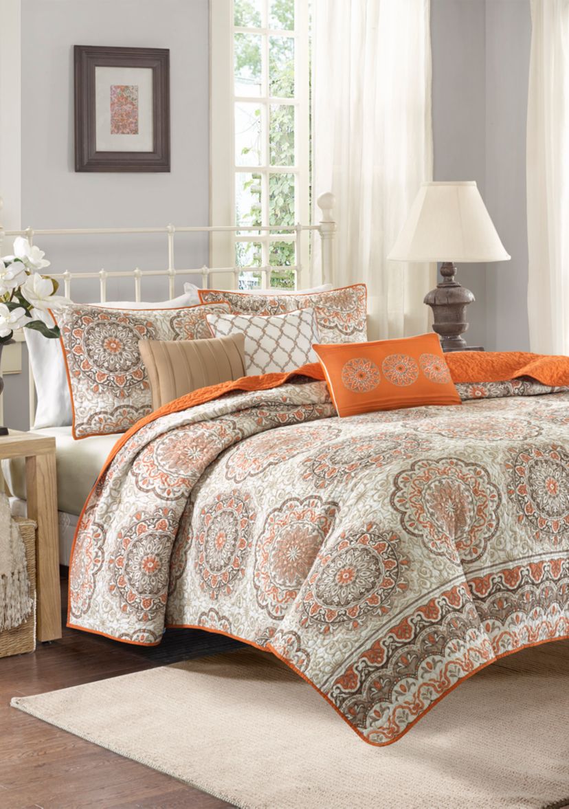 Tangiers 6-Piece Orange Coverlet Set