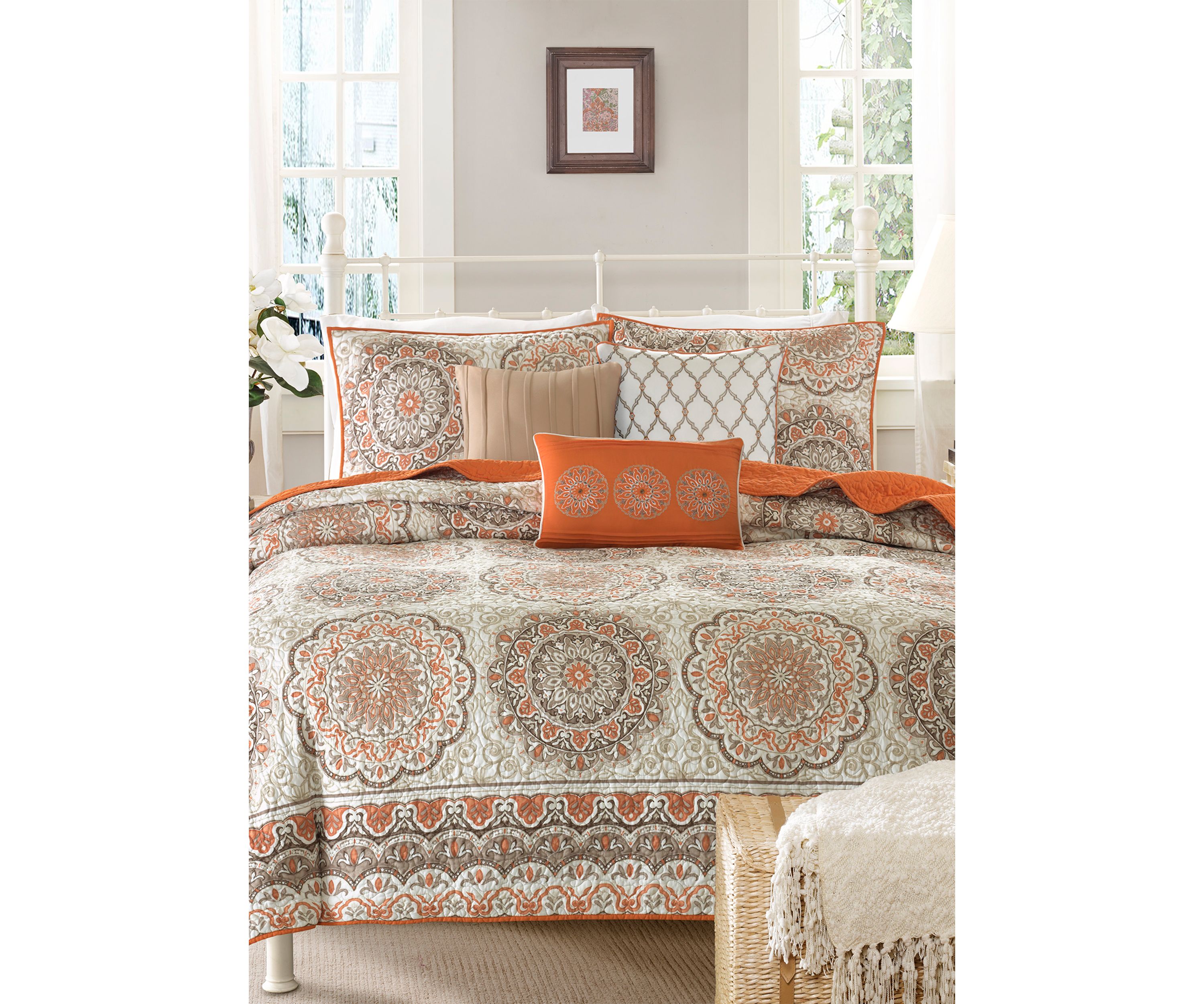 Tangiers 6-Piece Orange Coverlet Set