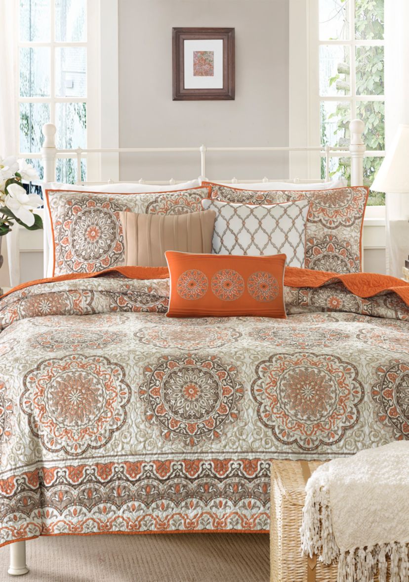 Tangiers 6-Piece Orange Coverlet Set