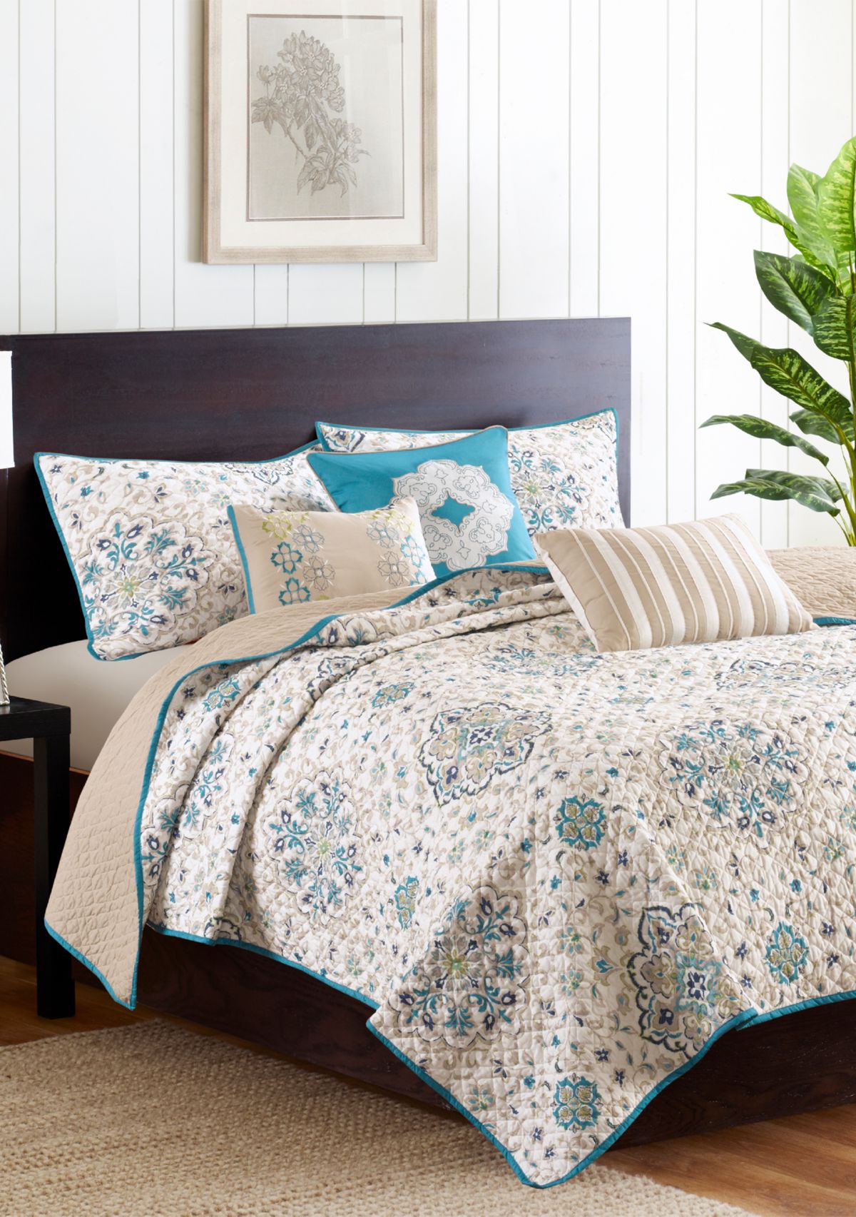 Tissa 6-Piece Teal Coverlet Set