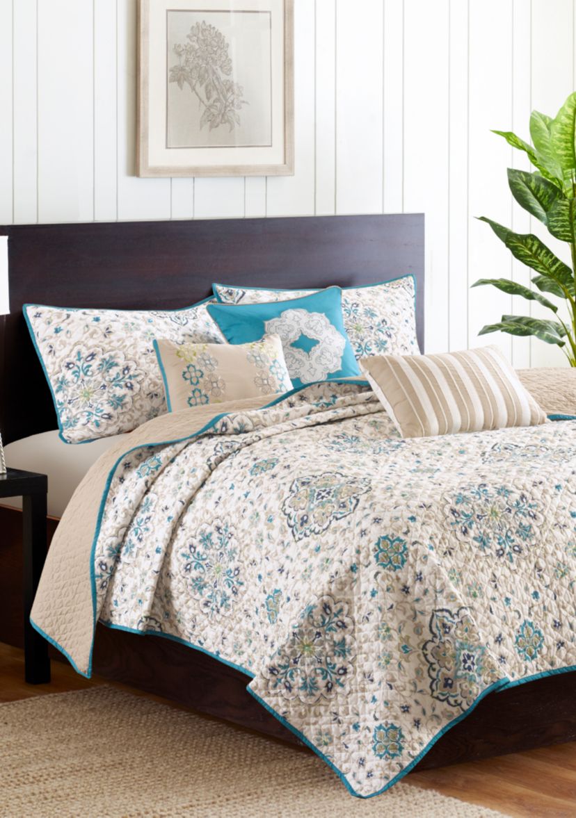 Tissa 6-Piece Teal Coverlet Set