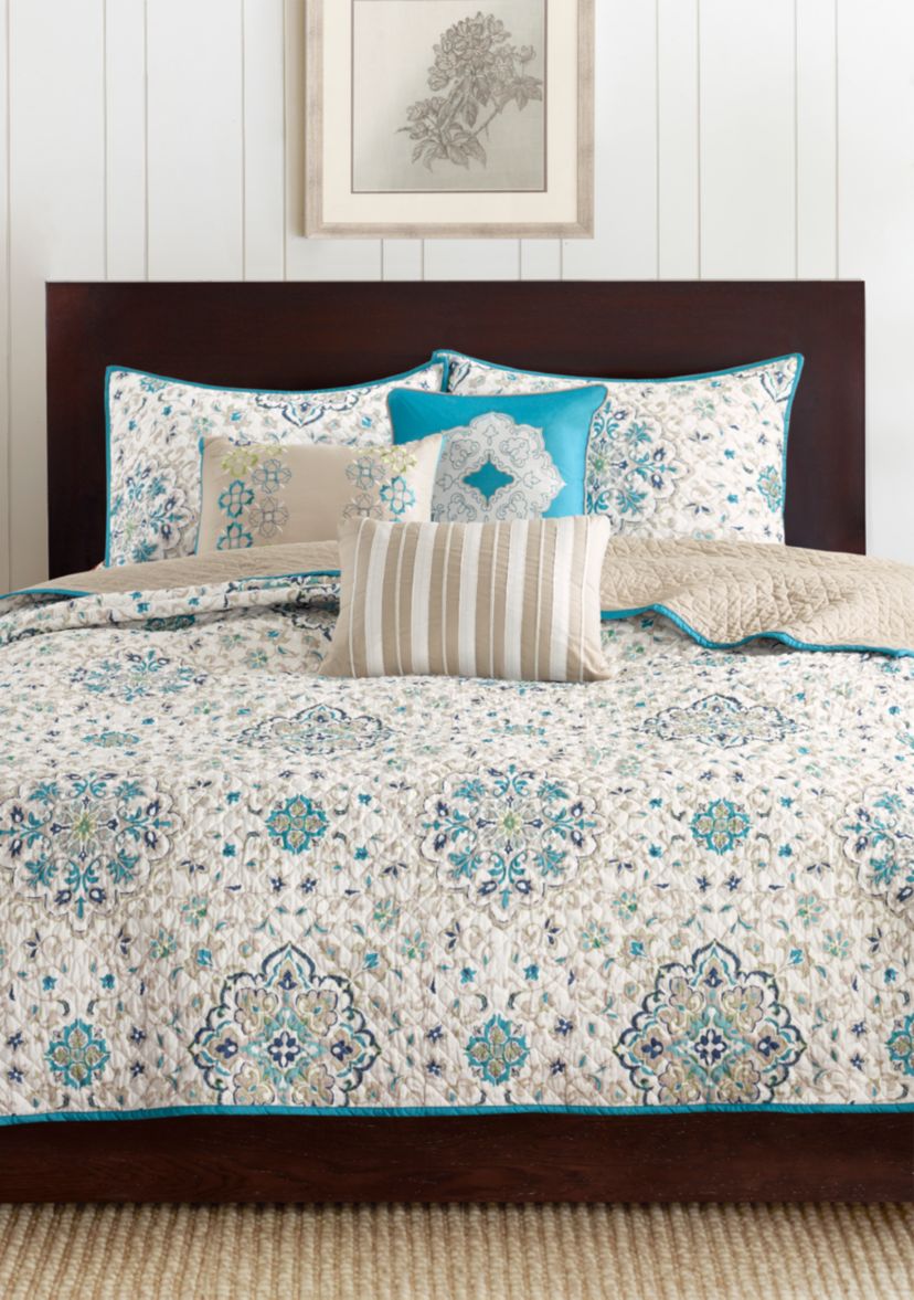 Tissa 6-Piece Teal Coverlet Set