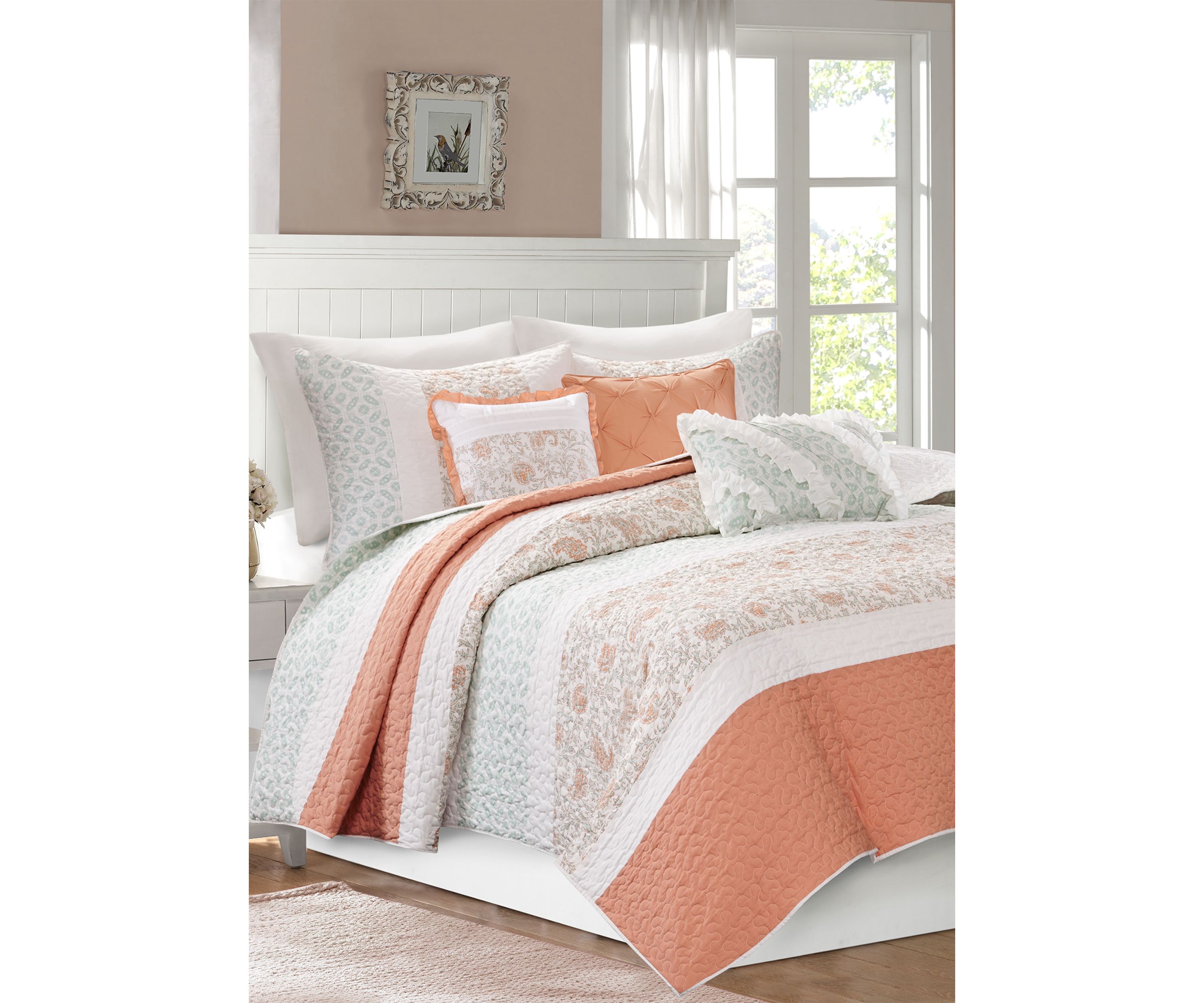 Dawn 6 Piece Cotton Percale Comforter Set with Throw Pillows