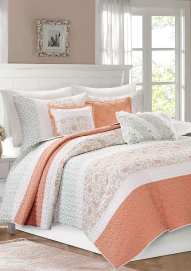 Dawn 6 Piece Cotton Percale Comforter Set with Throw Pillows