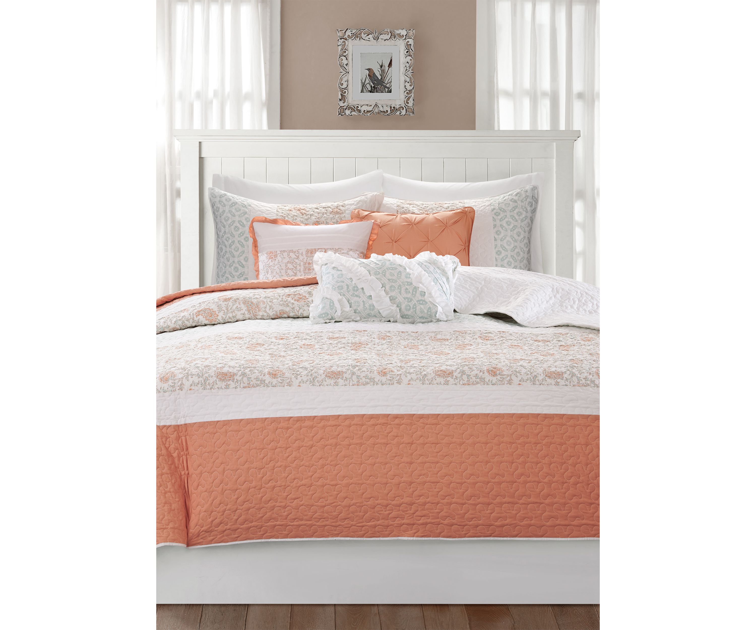Dawn 6 Piece Cotton Percale Comforter Set with Throw Pillows