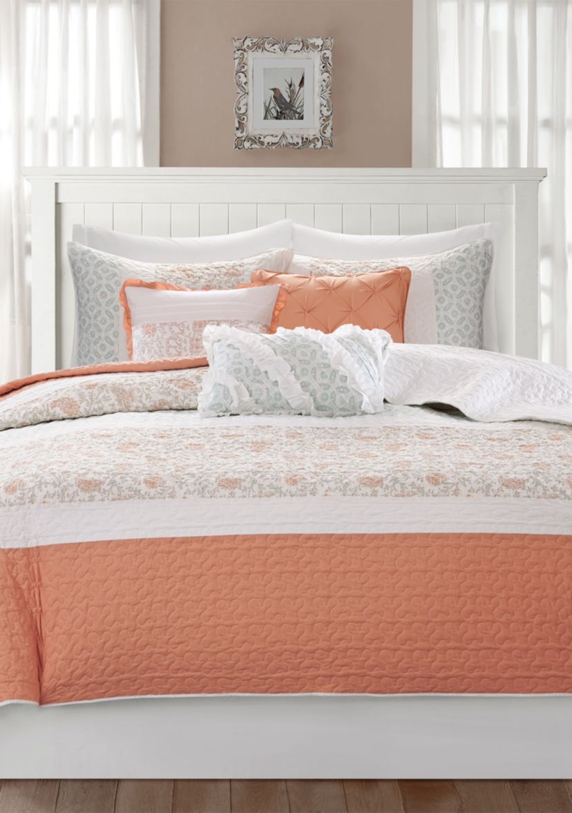 Dawn 6 Piece Cotton Percale Comforter Set with Throw Pillows