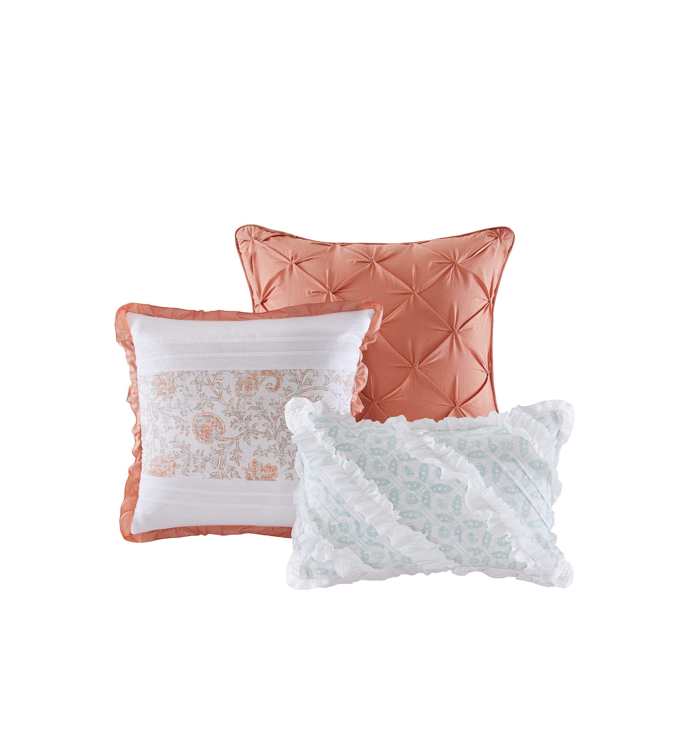 Dawn 6 Piece Cotton Percale Comforter Set with Throw Pillows