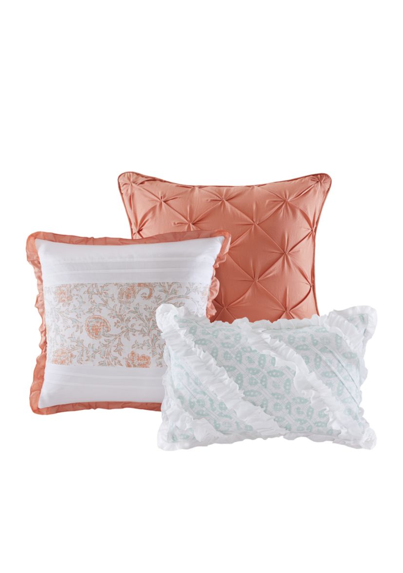 Dawn 6 Piece Cotton Percale Comforter Set with Throw Pillows