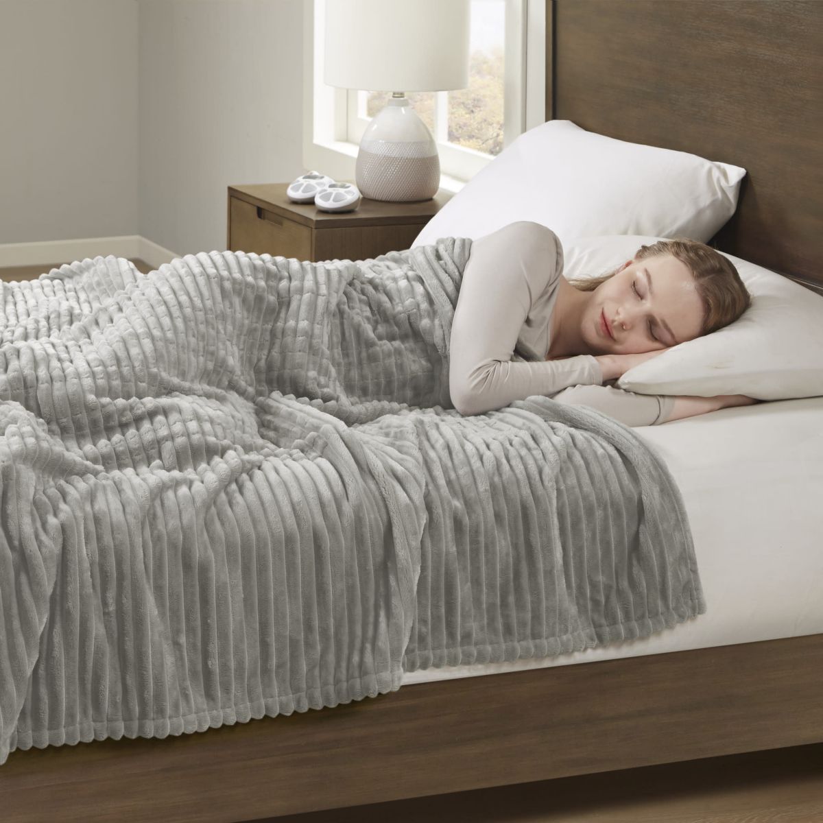 Corded Plush Heated Blanket