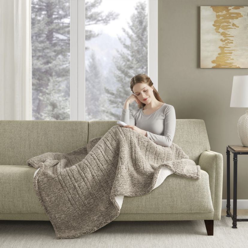 Marbled Sherpa Heated Throw